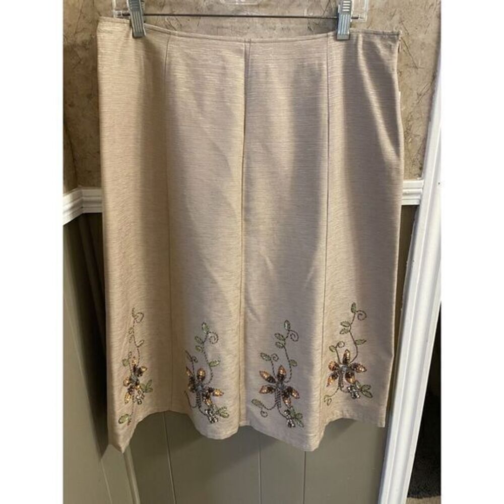 Vintage Silkland Tan Beaded‎ Skirt Size